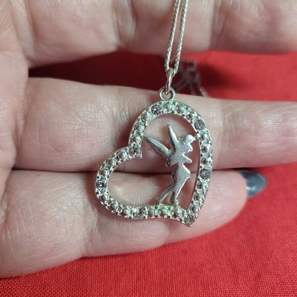 Disney Tinker Bell Silvertone Pendant Necklace - Picture 7 of 7
